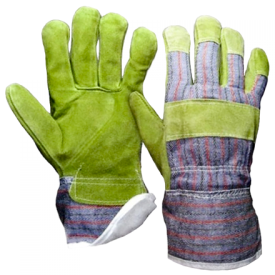 Перчатки спилковые утепленные ДРАЙВЕР (искусственный мех), зеленый