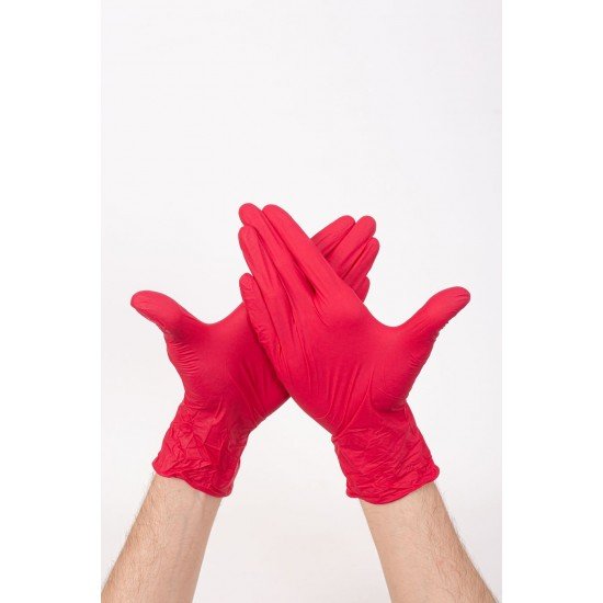 Перчатки одноразовые смотровые нитриловые «NitriMAX» красный