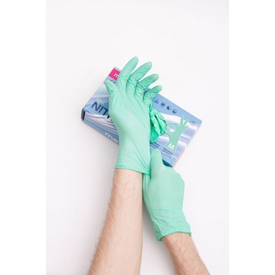Перчатки одноразовые смотровые нитриловые «MediOK» зеленый