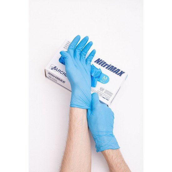 Перчатки одноразовые смотровые нитриловые «NitriMAX» голубой