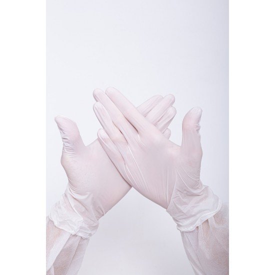Перчатки одноразовые нитрило-виниловые хозяйственные «Wally Plastic», Китай белые