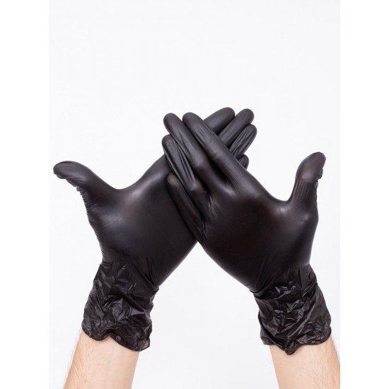 Перчатки одноразовые нитрило-виниловые хозяйственные «Wally Plastic», Китай черные