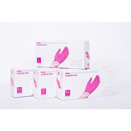 Перчатки одноразовые нитрило-виниловые хозяйственные «Wally Plastic», Китай розовые