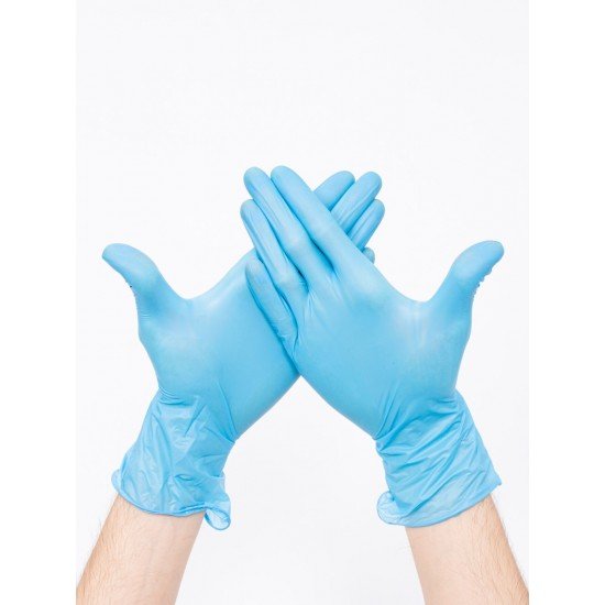 Перчатки одноразовые нитрило-виниловые хозяйственные «Wally Plastic», Китай синие